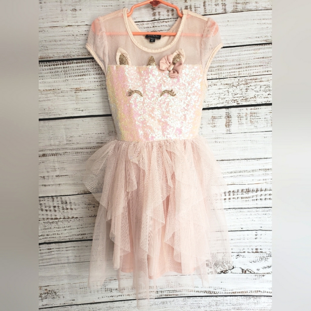 Pink unicorn birthday dress sparkle